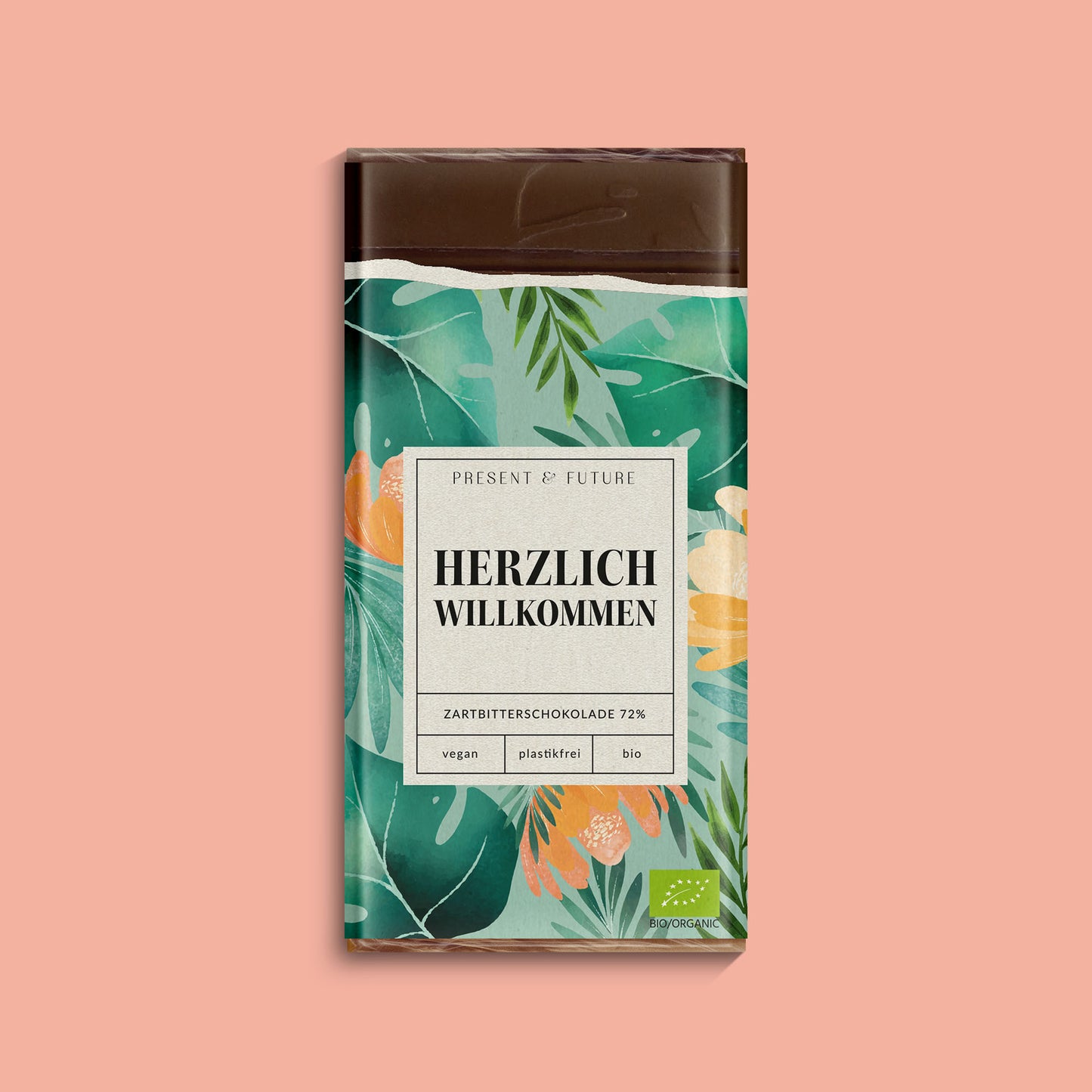 Bio-Schokolade "HERZLICH WILLKOMMEN"