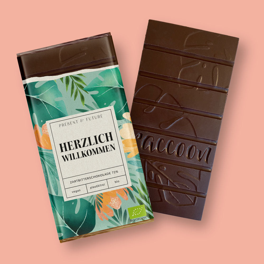 Bio-Schokolade "HERZLICH WILLKOMMEN"