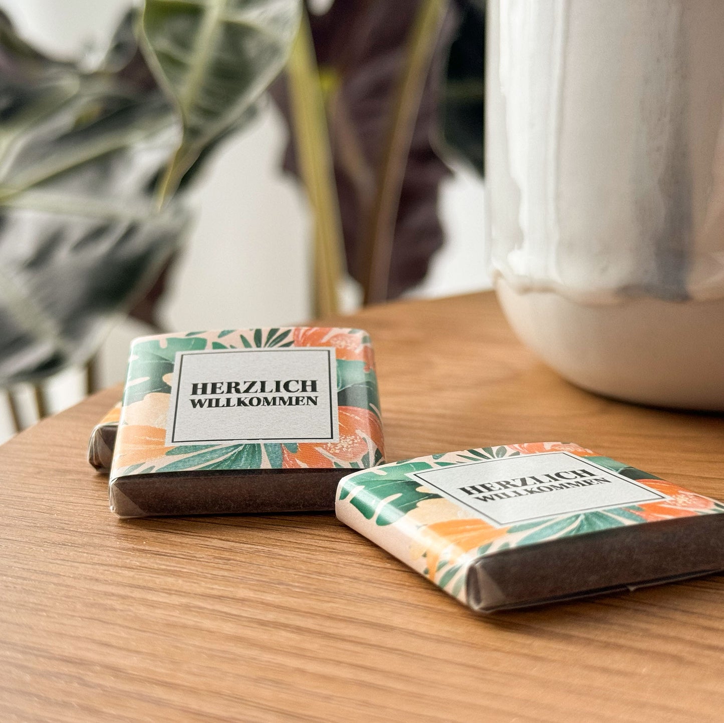 Bio-Minischokolade "HERZLICH WILLKOMMEN"